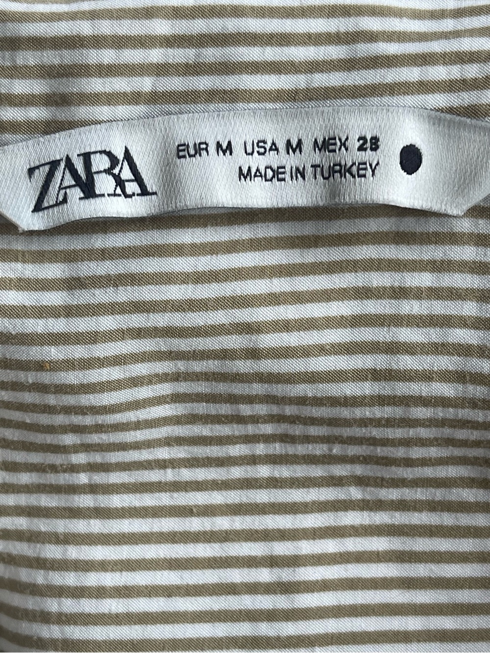 ZARA Beige & White Striped Popover Blouse | Relaxed/ Boho Chic Size Medium - Picture 5 of 8